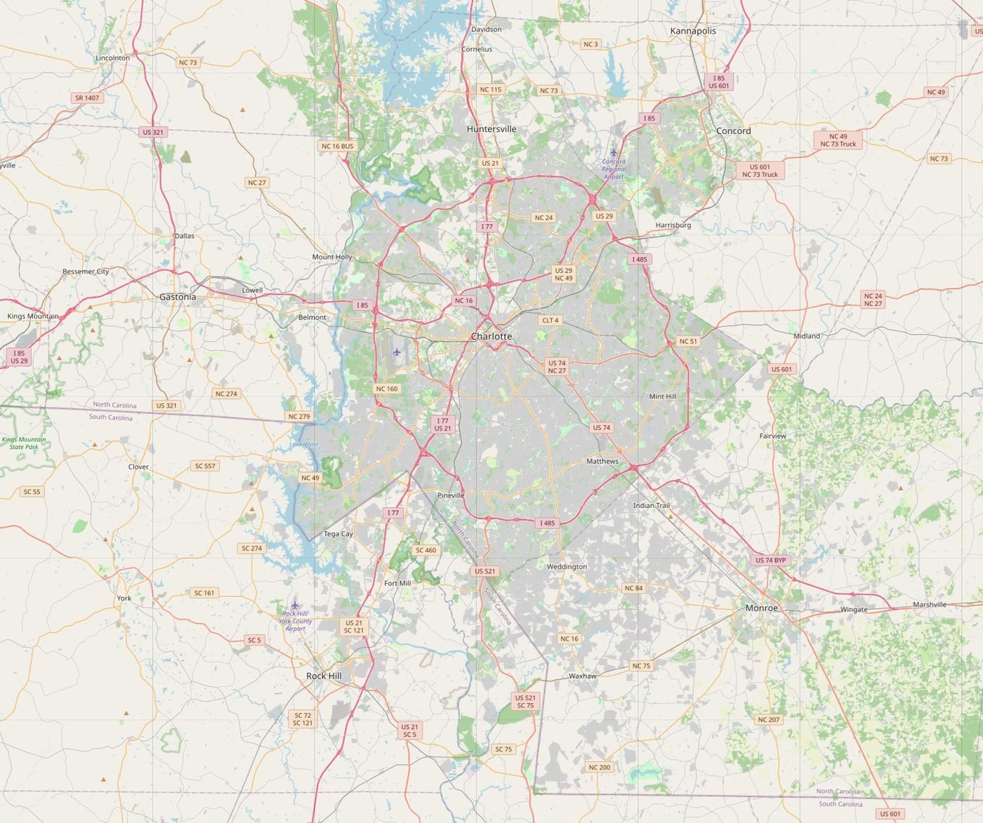 Map of Charlotte, NC and the surrounding metro area, showing CBEPC's service region